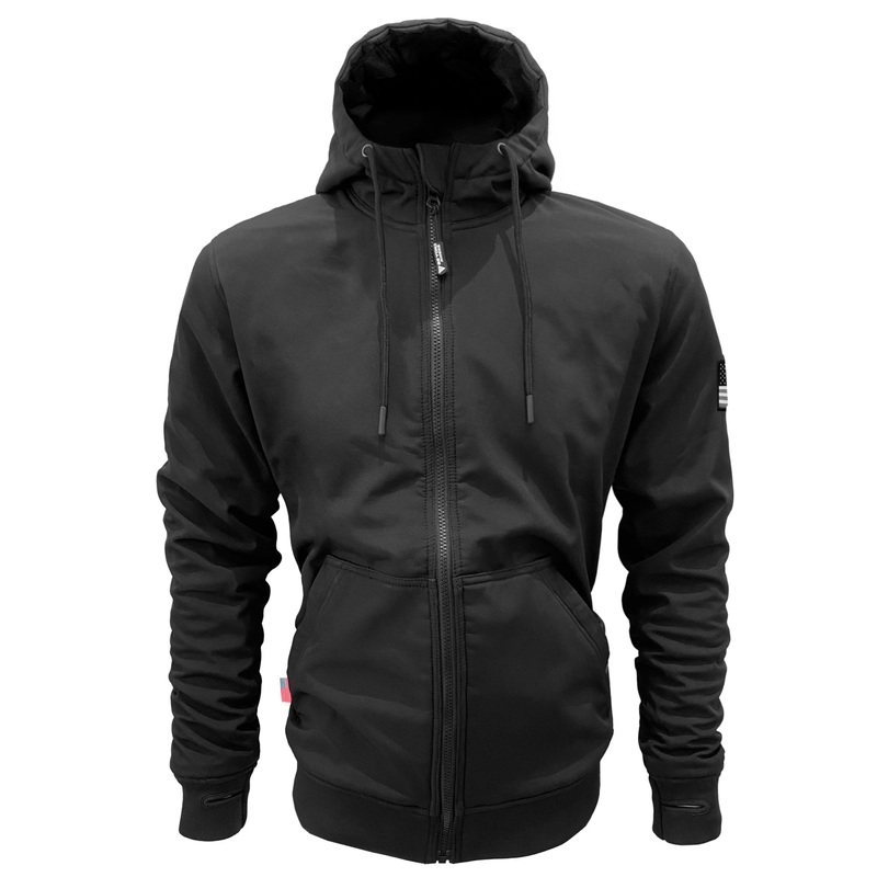 Protective SoftShell Unisex Hoodie – Black Matte with Pads