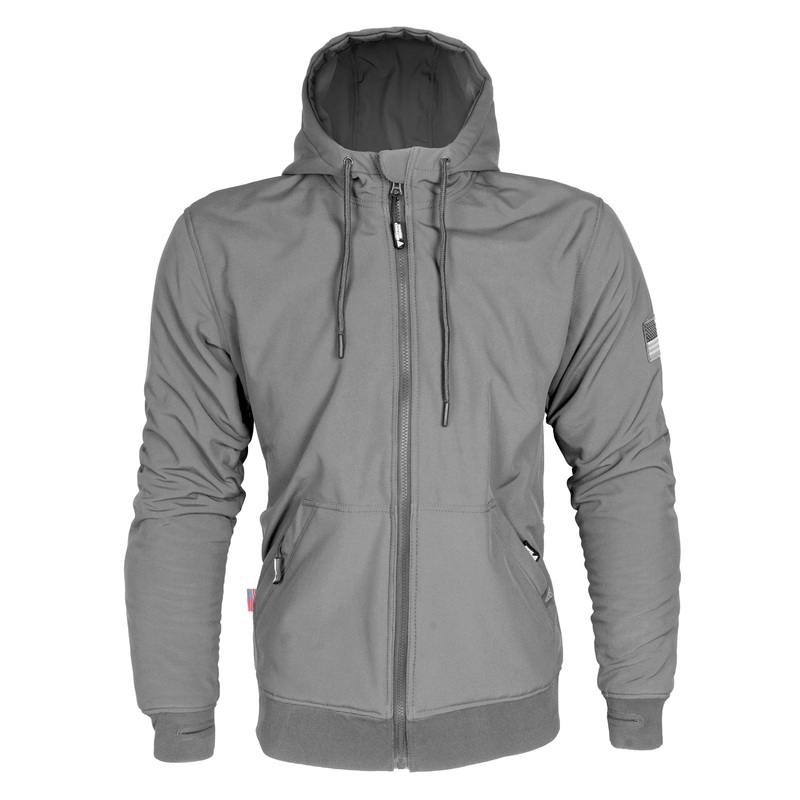 Protective SoftShell Unisex Hoodie – Gray Matte with Pads
