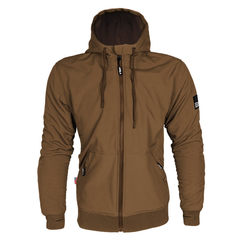 Protective SoftShell Unisex Hoodie – Light Brown Matte with Pads