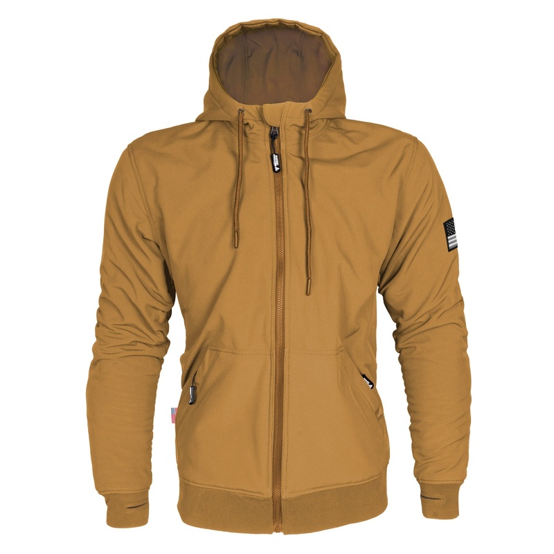 Protective SoftShell Unisex Hoodie – Mustard Matte with Pads