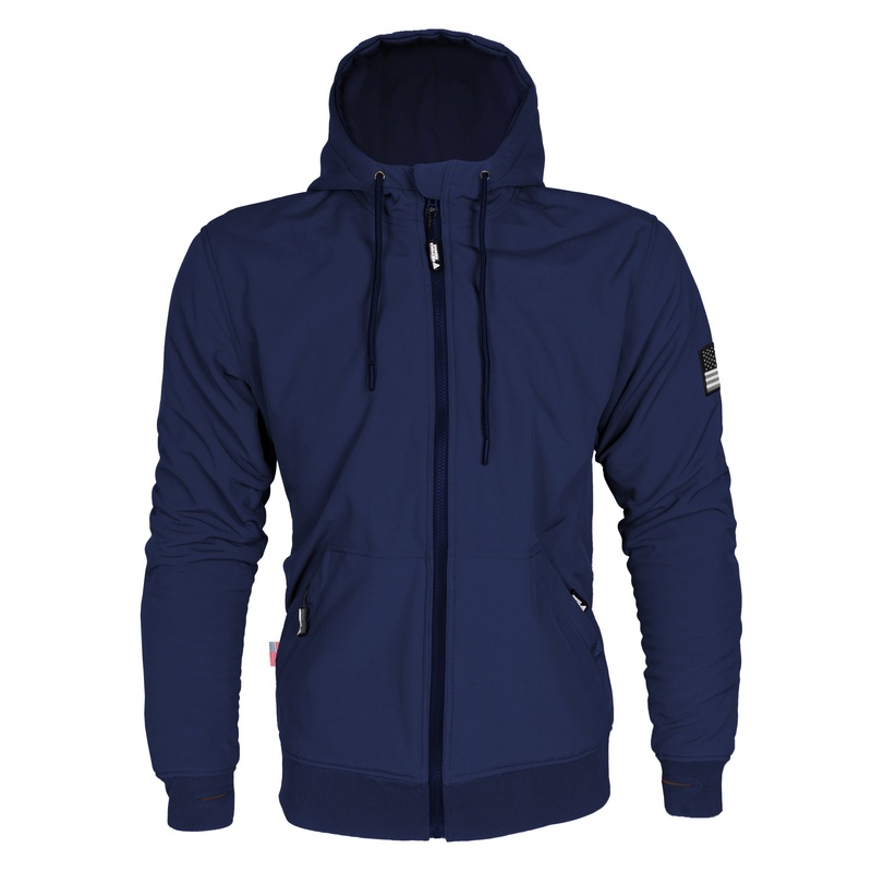 Protective SoftShell Unisex Hoodie – Navy Blue Matte with Pads