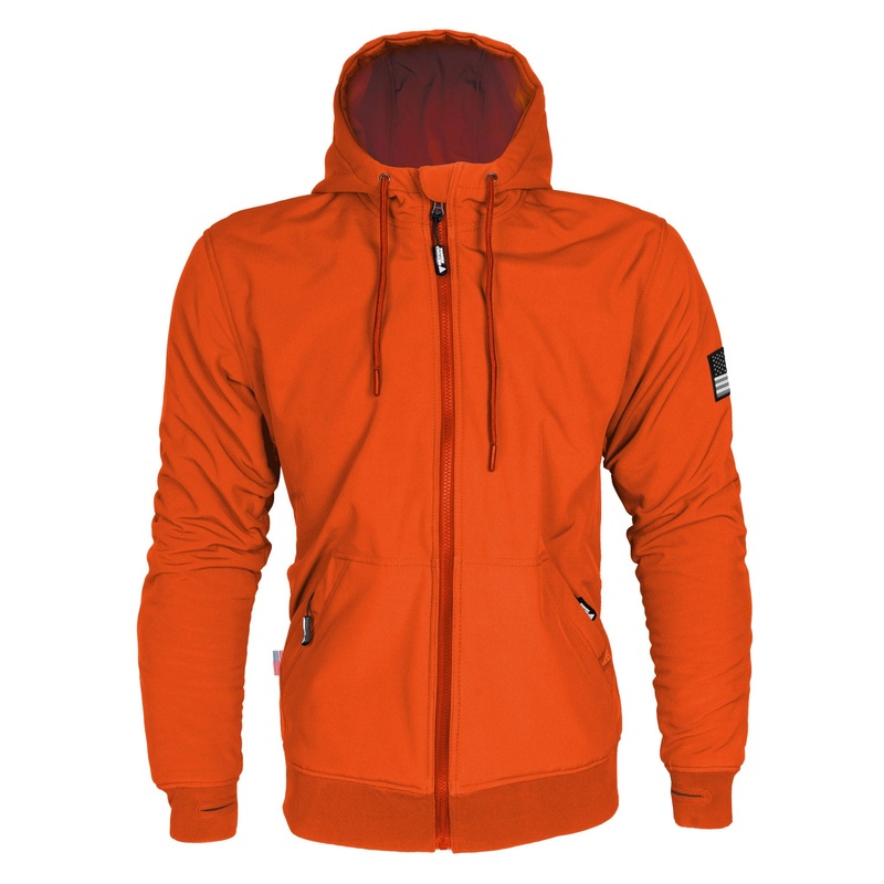 Protective SoftShell Unisex Hoodie – Orange Matte with Pads