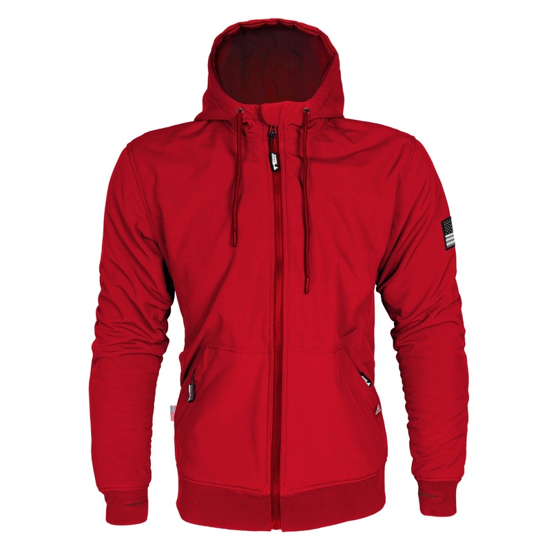 Protective SoftShell Unisex Hoodie – Red Solid Matte with Pads
