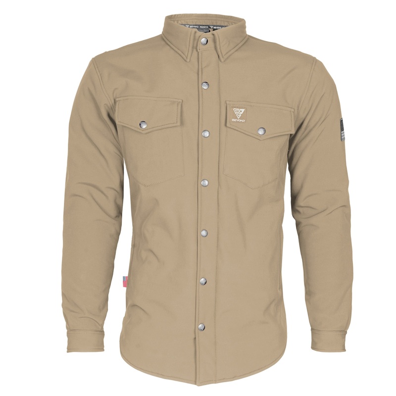 Protective SoftShell Winter Jacket for Men – Khaki Matte with Pads