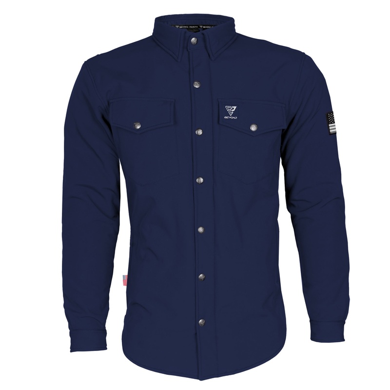 Protective SoftShell Winter Jacket for Men – Navy Blue Matte with Pads