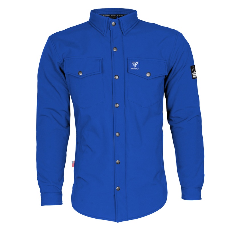 Protective SoftShell Winter Jacket for Men – Royal Blue Matte with Pads