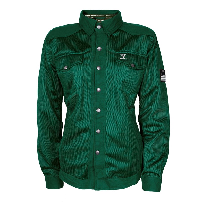 Protective Summer Mesh Shirt for Women – Dark Green Solid with Pads