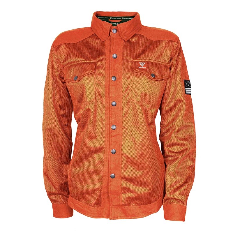 Protective Summer Mesh Shirt for Women – Orange Solid with Pads