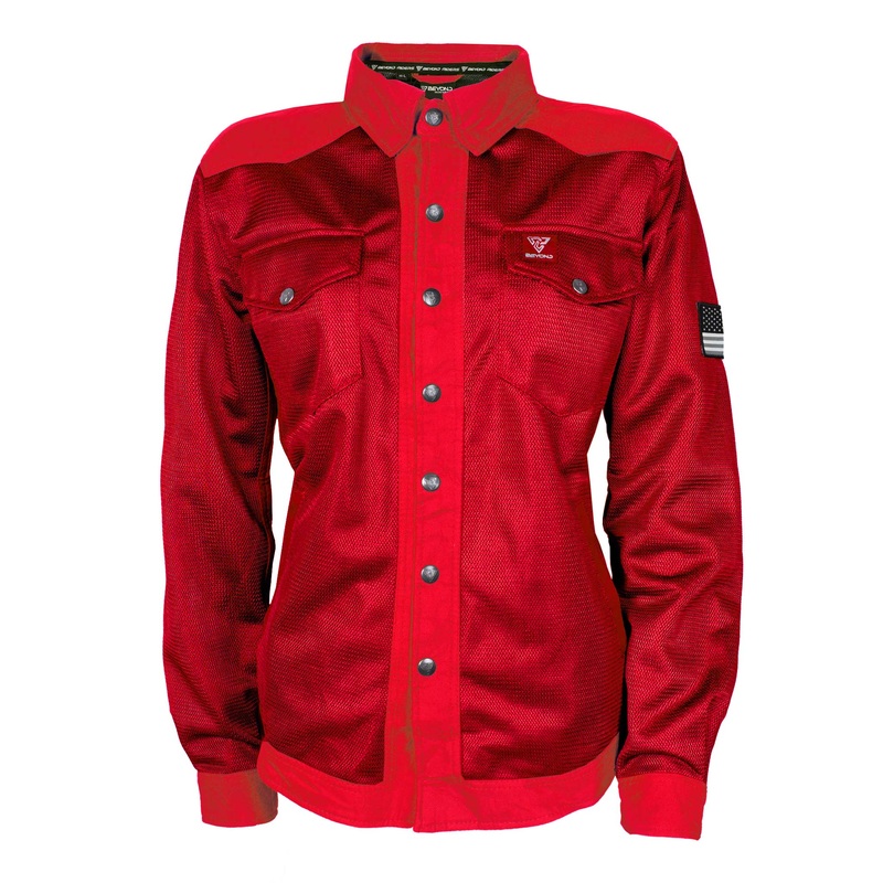 Protective Summer Mesh Shirt for Women – Red Solid with Pads