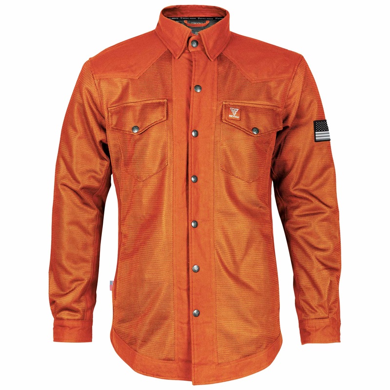 Protective Summer Mesh Shirt – Orange Solid with Pads