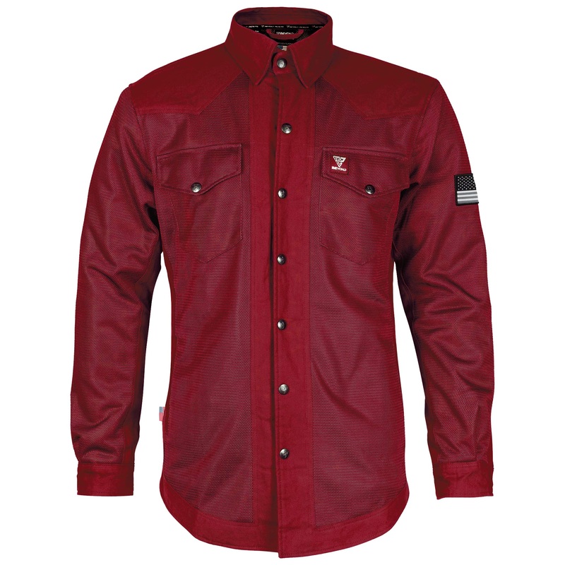 Protective Summer Mesh Shirt – Red Maroon Solid with Pads