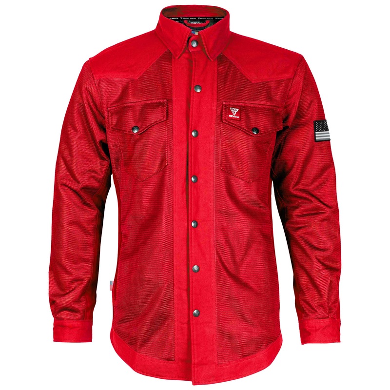 Protective Summer Mesh Shirt – Red Solid with Pads