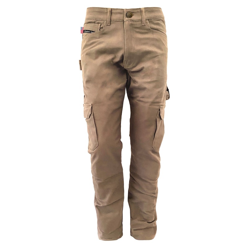 Relaxed Fit Cargo Pants – Khaki Solid with Pads