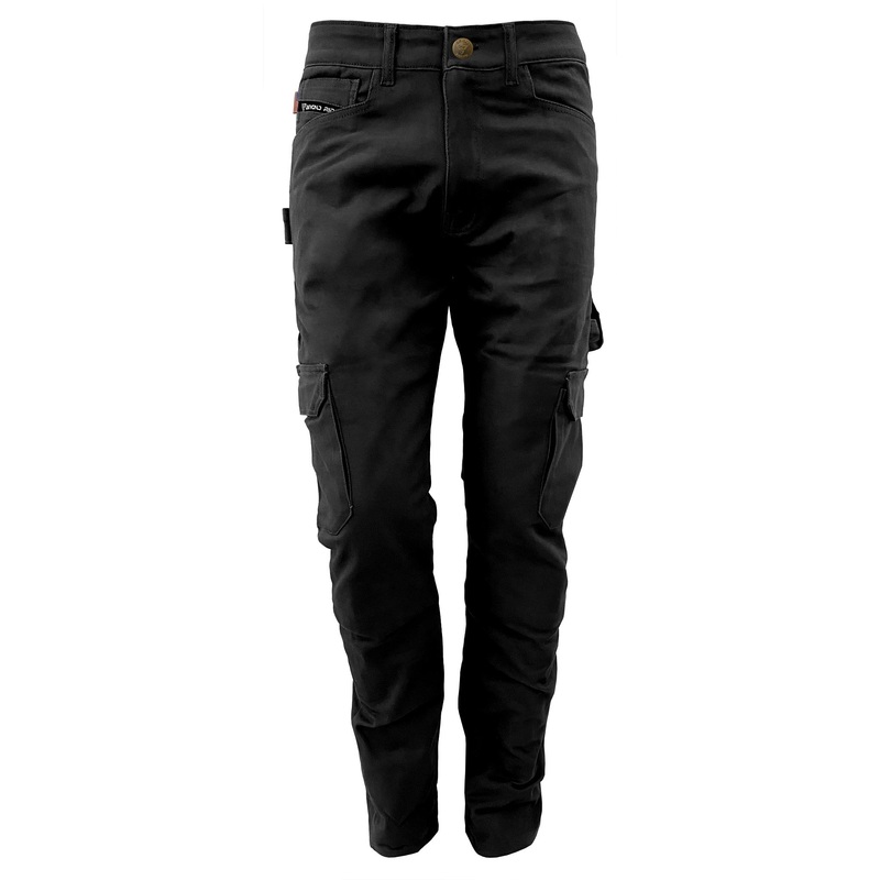 Straight Leg Cargo Pants – Black with Pads