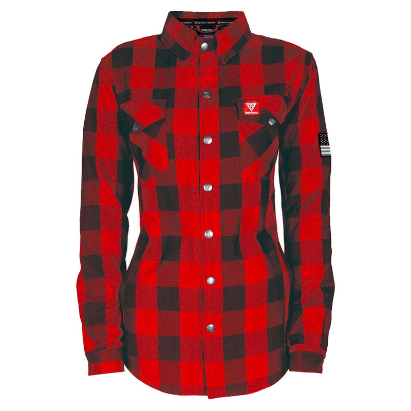 Protective Flannel Shirt for Women – Red Checkered with Pads
