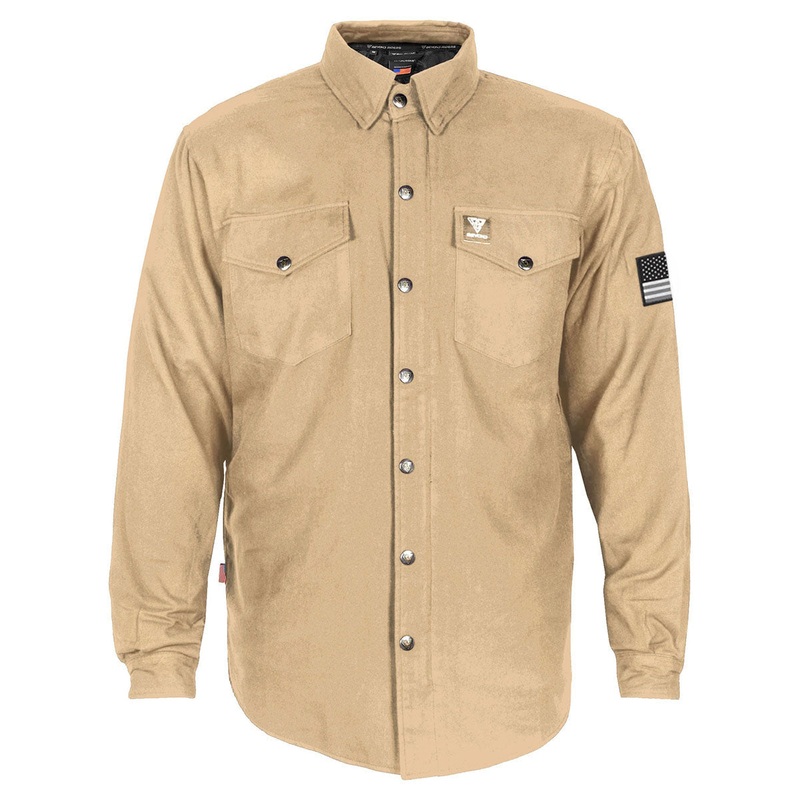 Protective Flannel Shirt – Khaki Solid with Pads