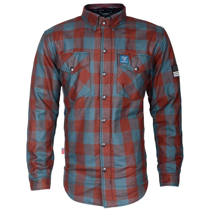 Protective Flannel Shirt – Light Brown and Teal Checkered with Pads