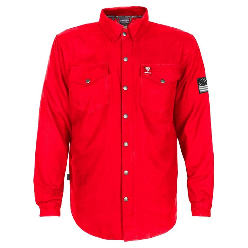Protective Flannel Shirt – Red Solid with Pads