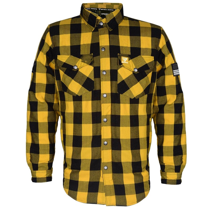 Protective Flannel Shirt – Yellow and Black Checkered with Pads