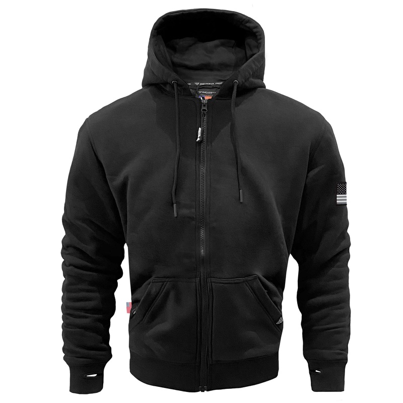 Protective Fleece Unisex Hoodie – Black Matte with Pads