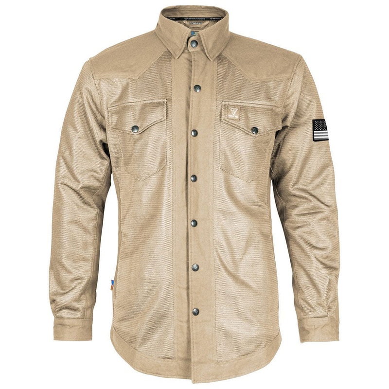 Protective Summer Mesh Shirt – Khaki Solid with Pads