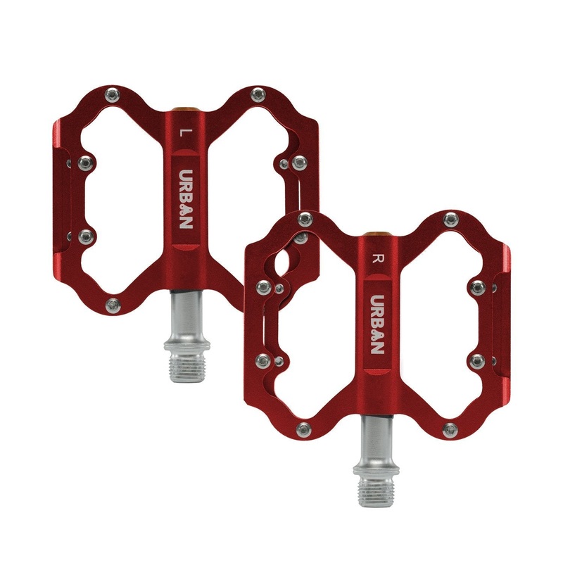 Lightweight Flat Platform MTB Pedals – Red