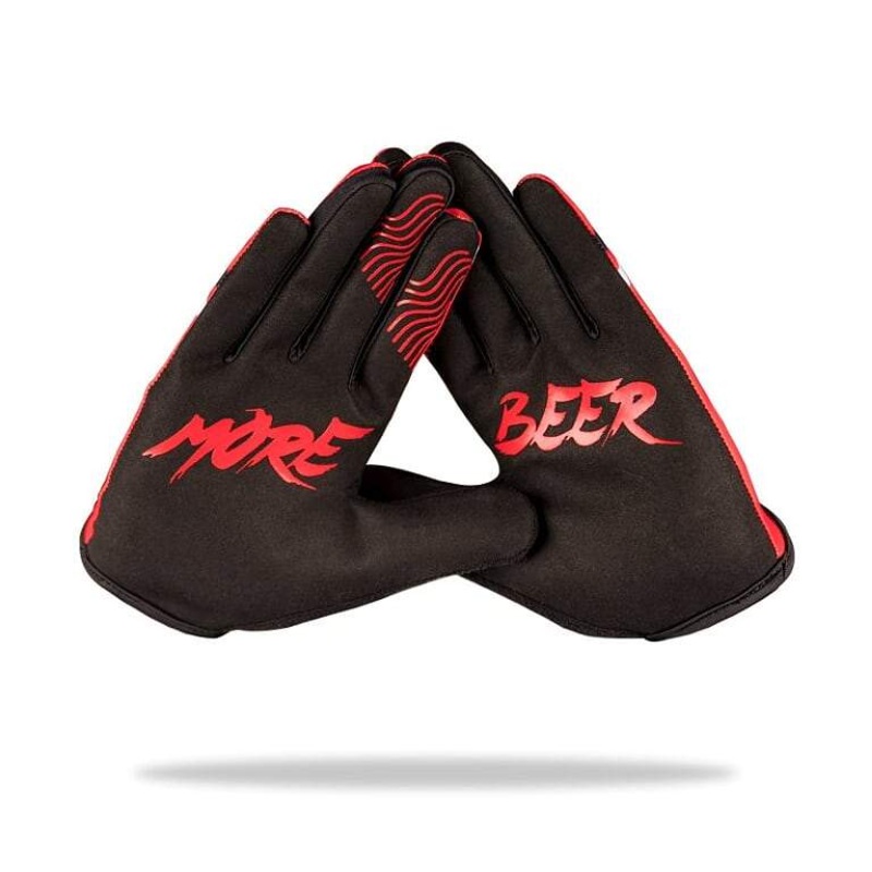 MORE BEER MTB Gloves – 4-way stretch, phone swipe, snarky graphics