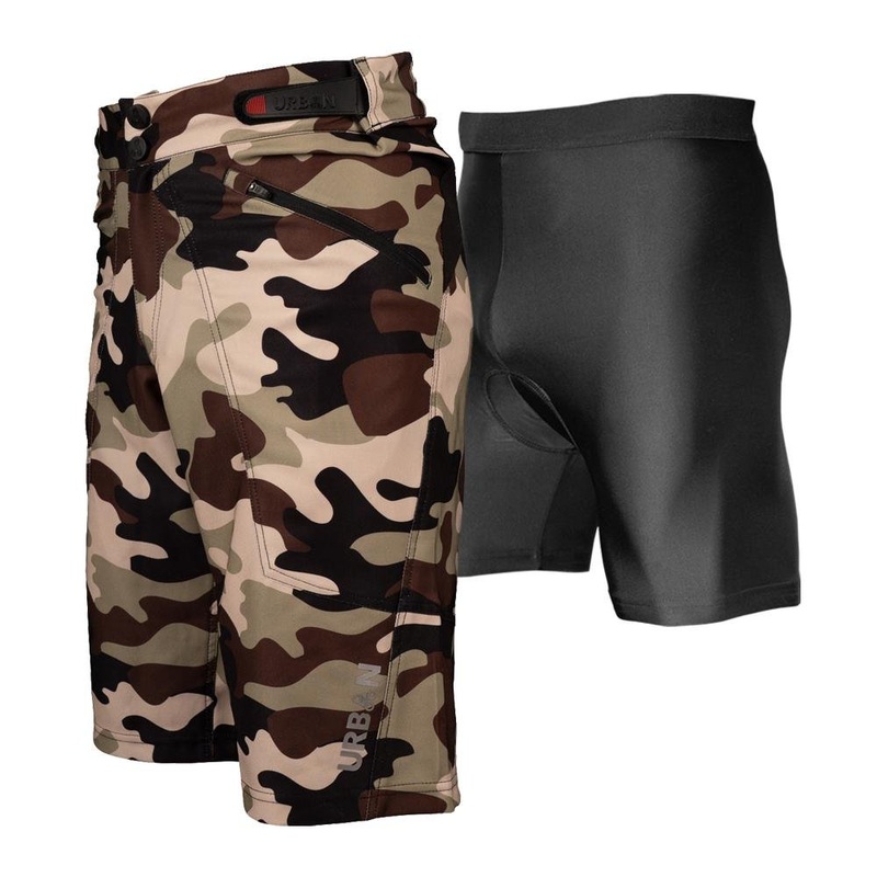 The Shredder Camo – Mens MTB Off Road Cycling Shorts Bundle with Padded Undershorts