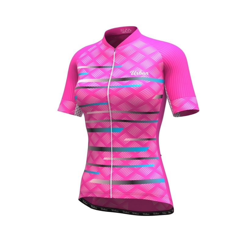 Women’s Pro Series Pink Cycling Short Sleeve Jerseys / Bib Shorts