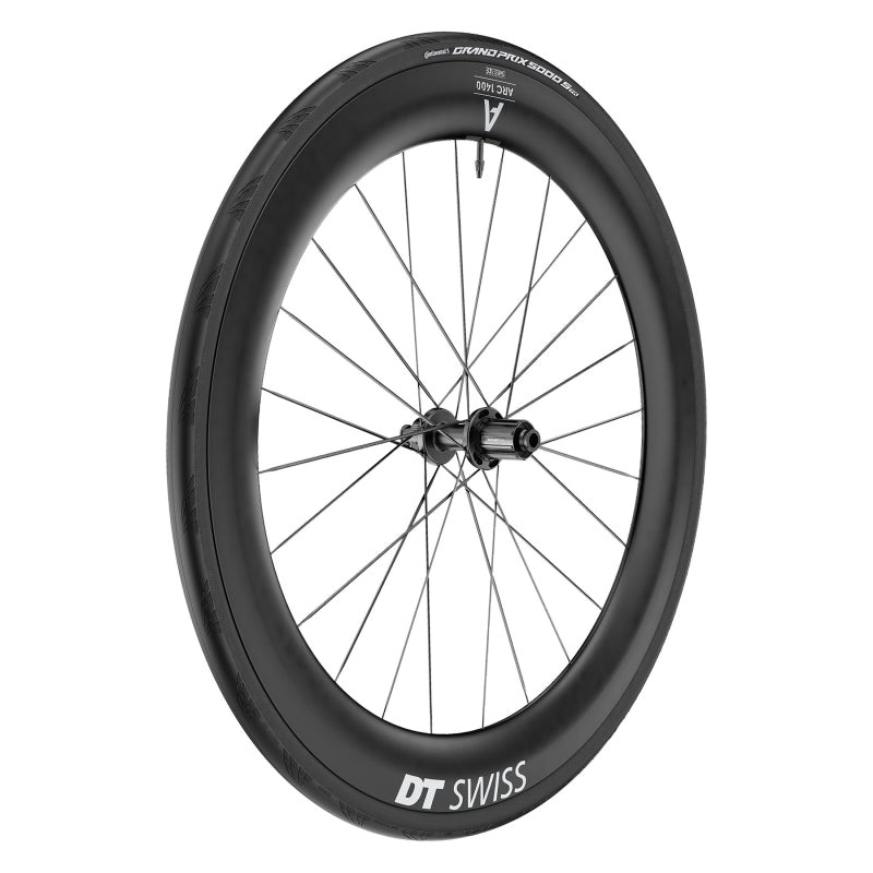 DT Swiss ARC 1400 DiCut 65 Rear Wheel – 700 12 x 142mm Center-Lock HG11 Road/XDR Ratchet EXP 36 BLK WTS w/GP5000 STR Tire