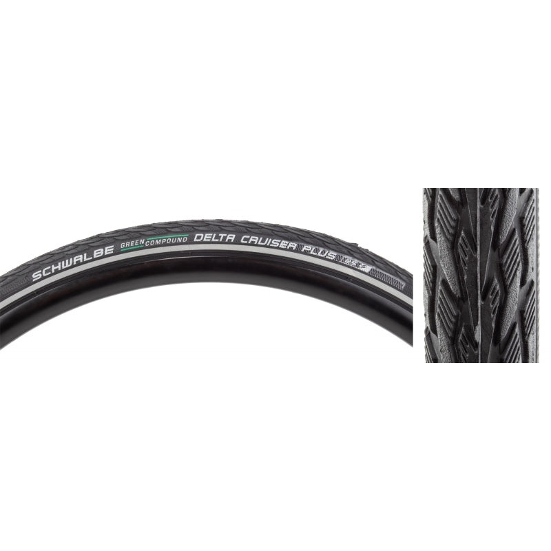 Delta Cruiser Plus Hybrid Tire 700x28C Folding Clincher GreenCompound PunctureGuard 50TPI Black