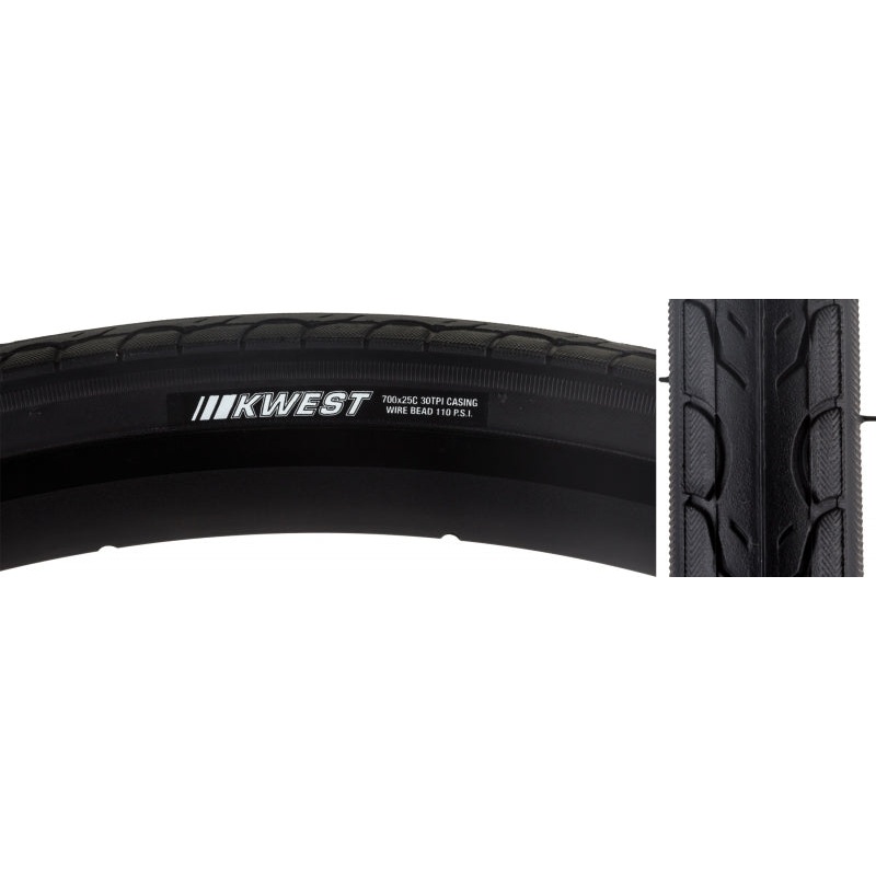 Kwest Tire 700x25C Wire Clincher 30TPI Black