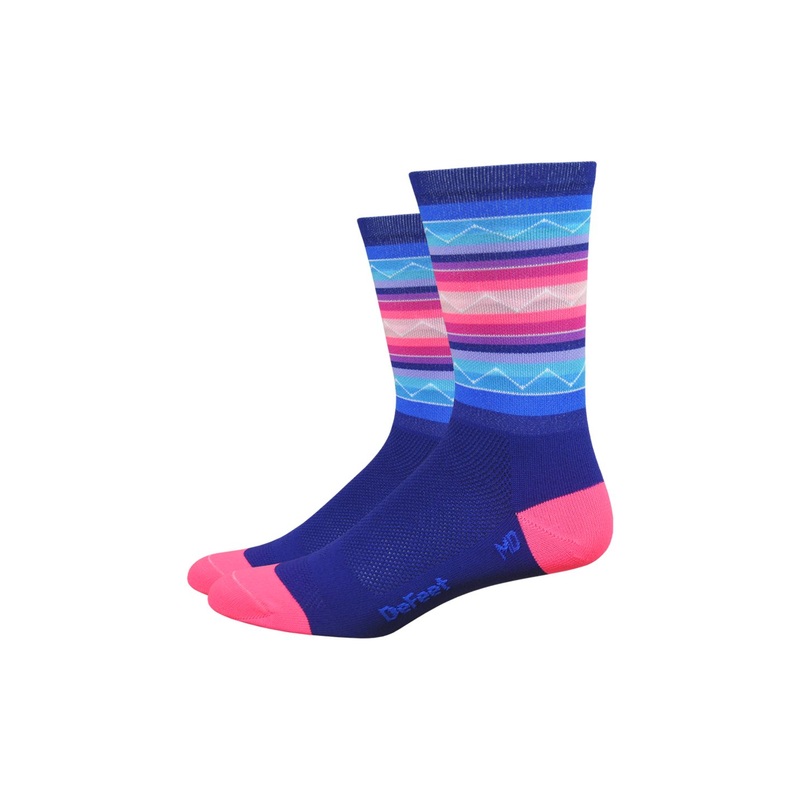 Sock DeFeet Aireator 6” Santa Fe Medium Blue/Pink