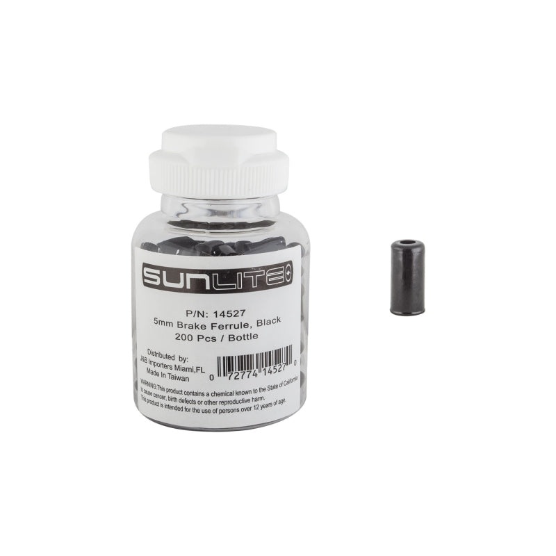 Cable Ferrules Brake 5mm Alloy Black Bottle of 200