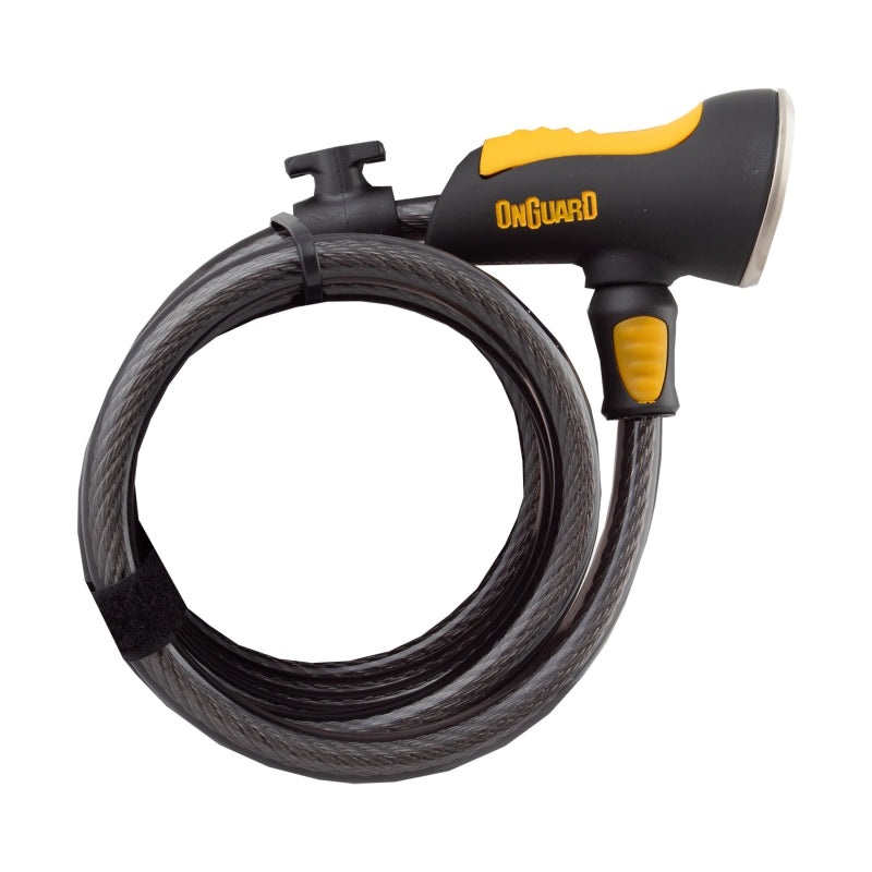 OnGuard Doberman Cable Lock with Key: 6′ x 10mm Gray/Black/Yellow
