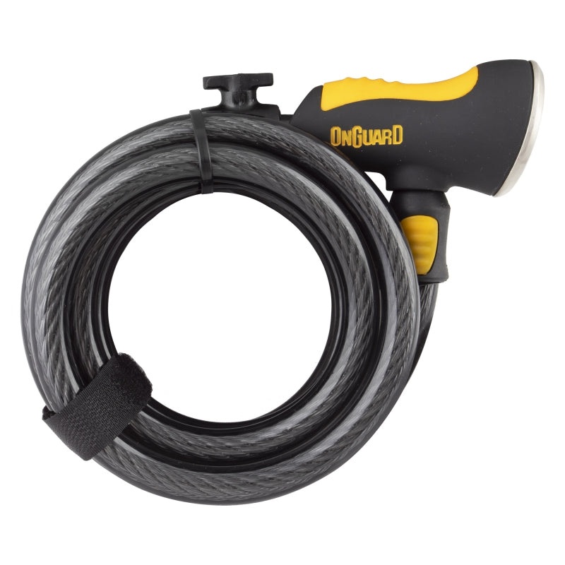 OnGuard Doberman Cable Lock with Key: 6′ x 12m Gray/Black/Yellow