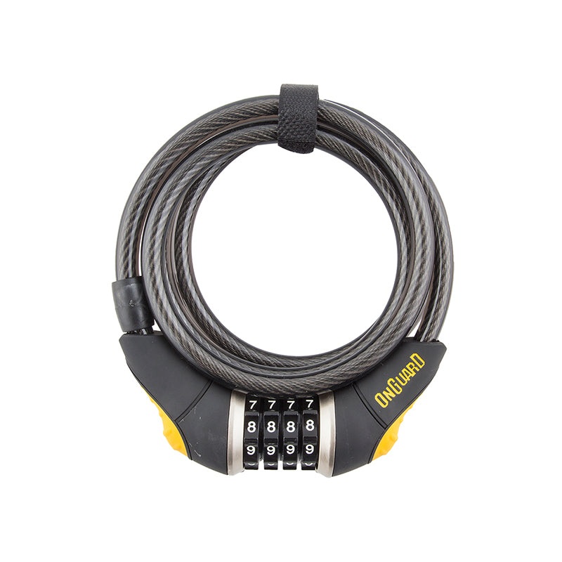 OnGuard Doberman Combo Cable Lock: 6′ x 10mm Gray/Black/Yellow