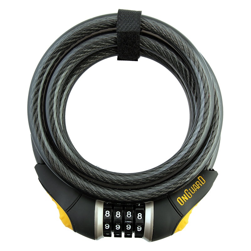OnGuard Doberman Combo Cable Lock: 6′ x 12mm Gray/Black/Yellow