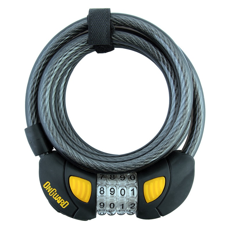OnGuard Doberman Lighted Combo Cable Lock: 6′ x 12 mm Gray/Black/Yellow