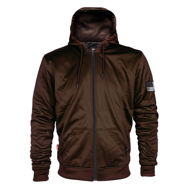 Brown Solid Ultra Protective Hoodie with Pads