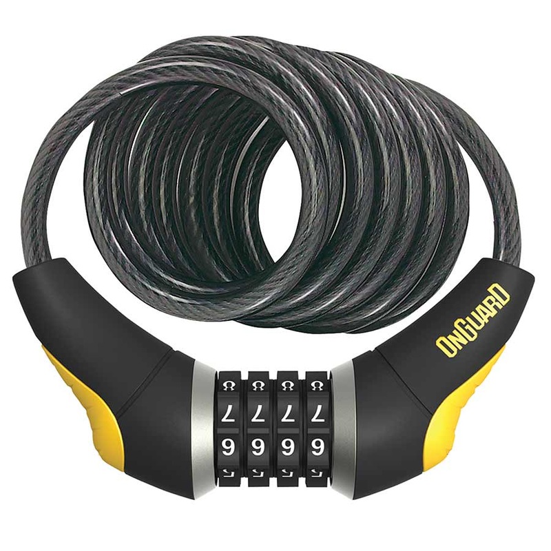 OnGuard Doberman Combo Cable Lock: 6′ x 15mm Gray/Black/Yellow