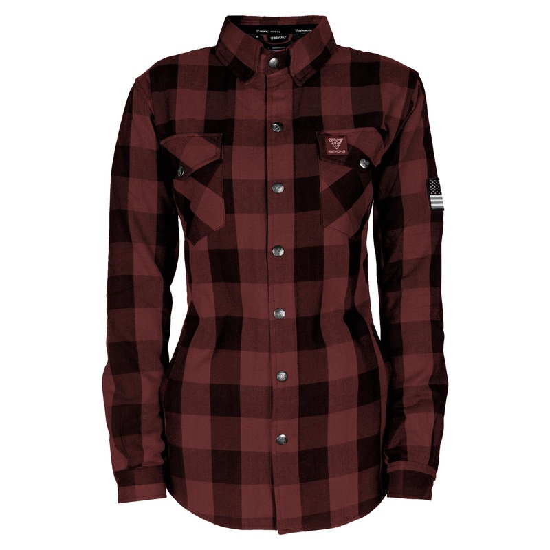 Protective Flannel Shirt for Women – Brown Checkered with Pads