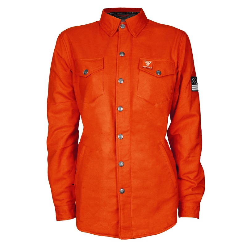 Protective Flannel Shirt for Women – Orange Solid with Pads