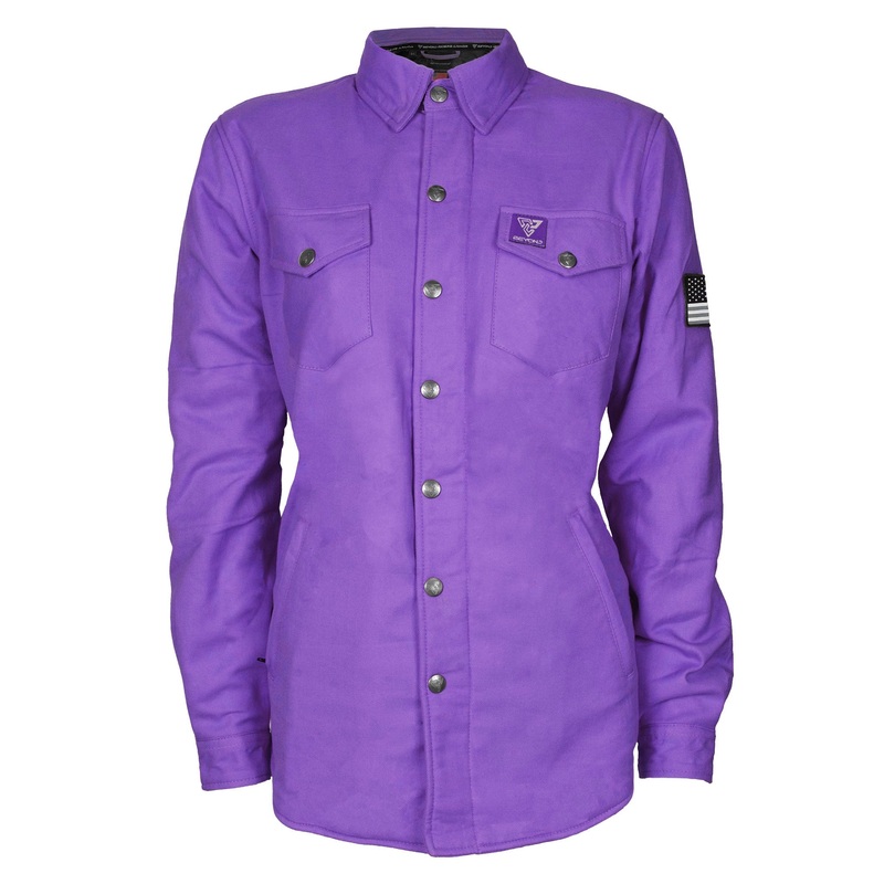 Protective Flannel Shirt for Women – Purple Solid with Pads
