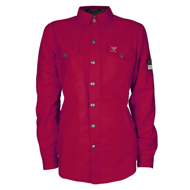 Protective Flannel Shirt for Women – Red Maroon Solid with Pads