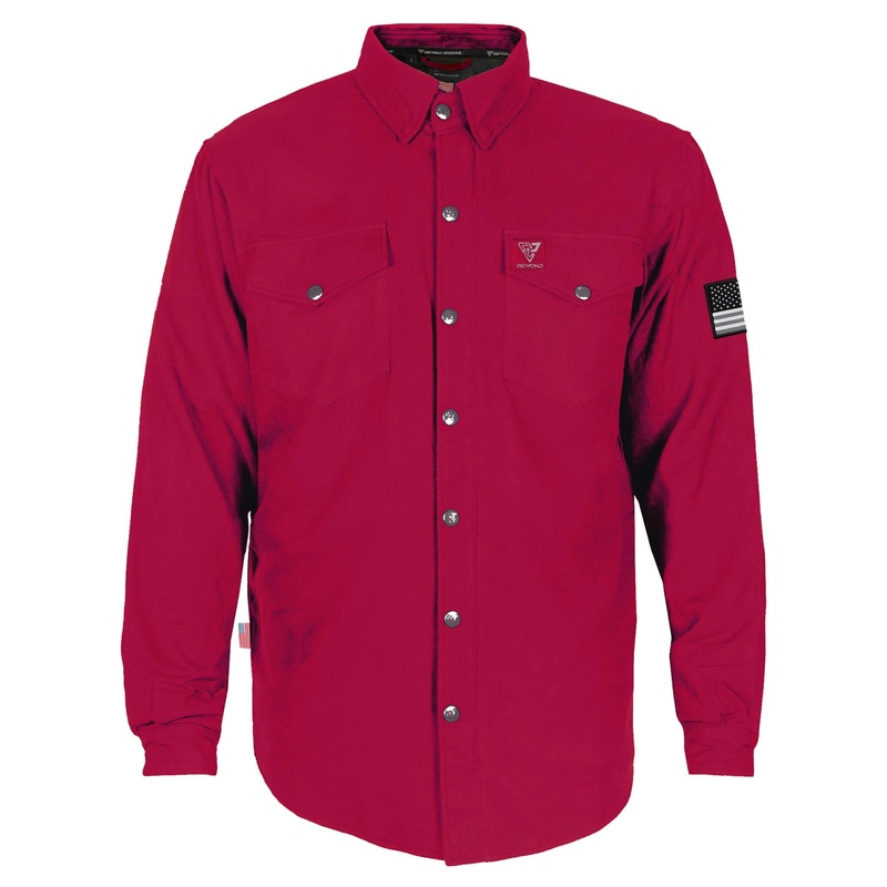 Protective Flannel Shirt – Red Maroon Solid with Pads