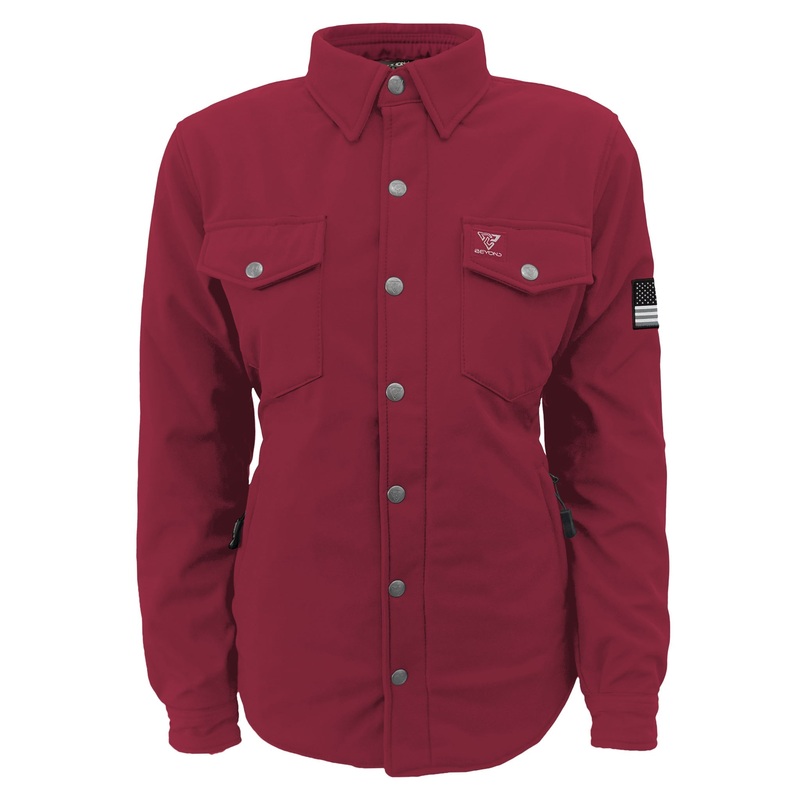 Protective SoftShell Winter Jacket for Women  Red Maroon Matte with Pads