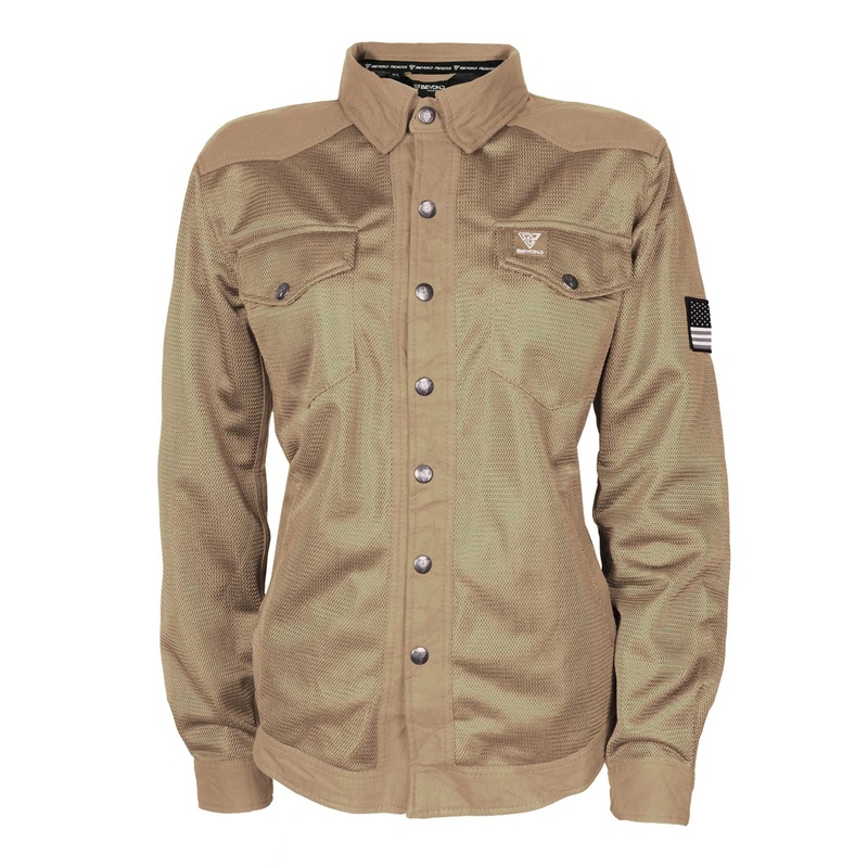 Protective Summer Mesh Shirt for Women – Camel Solid with Pads