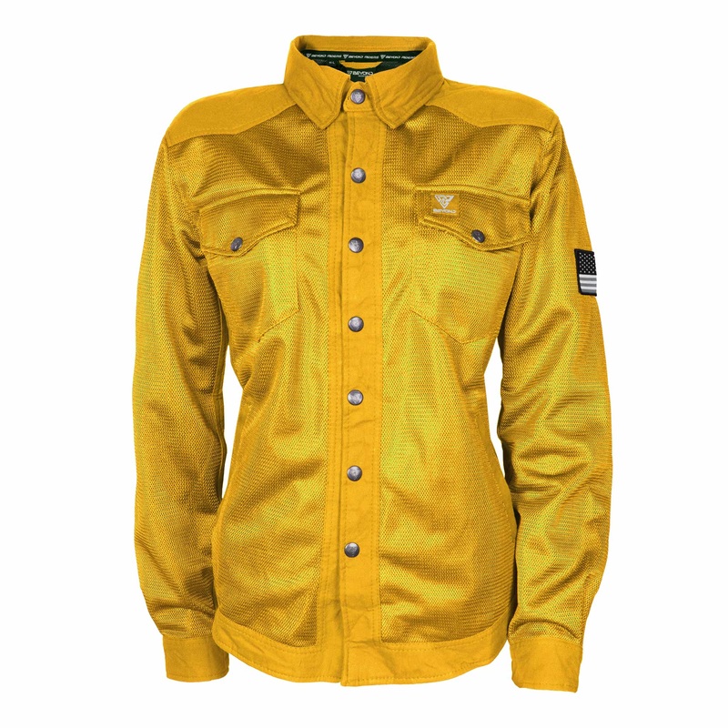 Protective Summer Mesh Shirt for Women – Yellow Solid with Pads