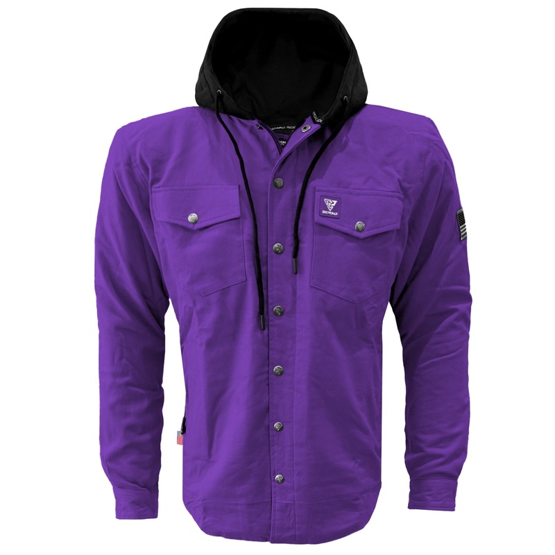 Protective Flannel Hoodie For Men – Purple Solid with Pads